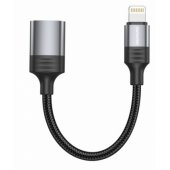 Textile Lightning - USB-A OTG Adapter 0.12m Black