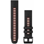 22mm QuickFit Silicone Strap Black/ Flame Red