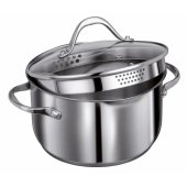 MPM 7-piece pot set with straining lids and frying pan