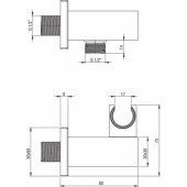Deante Cascada Square elbow connection with shower head holder