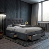 GLOSSY 160x200cm with mattress HARMONY DELUX Grey