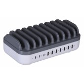 Charging Station 10x USB 120W White/ Grey