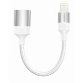 Textile Lightning - USB-A OTG Adapter 0.12m White