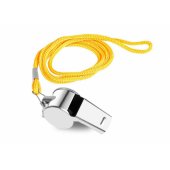 Referee Whistle With Ball Metal Yellow String 40cm