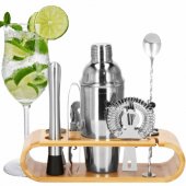 Bartender set shaker stand Springos KI0025 12 pcs silver