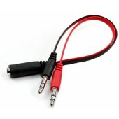 Jack 3.5mm - Jack 3.5mm x2 2cm Black/ Red (ASM-2)