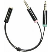 Adapter 3.5 mm 4 pin F to 2 x 3.5 mm 3pin M,0.1m Black