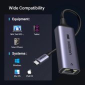 CM648 USB-C to RJ45 Ethernet 2.5G Adapter Gray