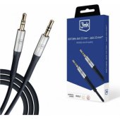 Cable AUX miniJack - miniJack 3.5mm 1m Black/ Silver