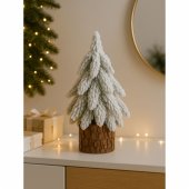 Decorative Artificial Christmas Tree on a Trunk Covered with Snow 20 x