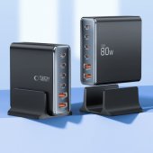 DC80W-GAN 6-Port Desktop Charger Black