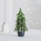 Artificial Decorative Christmas Tree in a Pot, Silver Finish, 22x10cm
