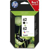 HP No. 62 2-pack Black/ Tri-color N9J71AE
