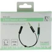 Adapter 3.5 mm 4 pin F to 2 x 3.5 mm 3pin M,0.1m Black