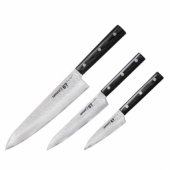 DAMASCUS 67 Chef®s knives Set of 3pcs. with Wooden handles