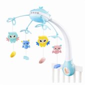 Crib Carousel Projector 2 in 1 Melodies Animal Sounds Remote Control P