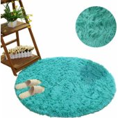 Strado Shaggy Round Carpet Strado 80x80 TurquoiseSea (Turquoise) uni