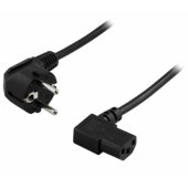 Power cable angled CEE 7/ 7 IEC C13 1m Black