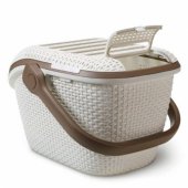 Pet carrier, cream/ brown