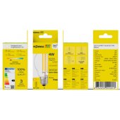 LED Филаментная лампа E27, G45, 4W, 520lm, 3000K, 360°