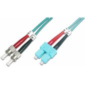 ST/ SC Fiber Optic Multimode Patch Cord OM3 2 m Turquoise