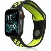 Sport Silicone Apple Watch 42/ 44/ 45/ 49mm Black/ Lime