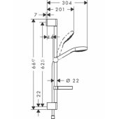 Vario with shower bar 65 cm and soap dish