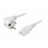 Power cable angled CEE 7/ 7 IEC C13 0.5m White