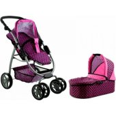 2in1 Doll Bogie and Stroller Alice - Pink With Black Dots