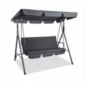 Three-person Garden Swing Rocking Cushions Mattress Gray