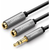 Audio splitter with jack 3,5 mm cable, 20cm Silver