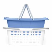LA030450CRNFPEU7 Set Of Two Laundry Baskets, White/ Blue