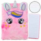 Plush Notebook Lined Unicorn Pink Rainbow