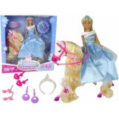 Set Doll Horse Accessories Crown Dress Blue