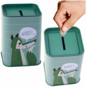 Animal Metal Piggy Bank Learning to Save 11x8cm
