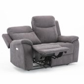 Recliner sofa MILO 2-seater with electric mechanism grey