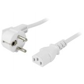 Power cord angled CEE 7/ 7 - IEC C13 0.2m white