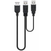 Hi-Speed Dual-Power Cable 2xUSB-A USB-A(F) 0.3m black