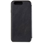 "Slim Genuine Leather Book Case iPhone 7 Plus" Deep Black