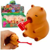 Squishy Capybara with Trumpet and Pipe Bronze Figurine 7cm