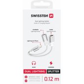 Textile Lightning Audio Charging Adapter 2x Lightning 0.12m White