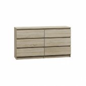 Topeshop Komoda 140cm 6 szuflad kolor dąb sonoma