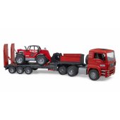 MAN TGA with low bed trailer and loader