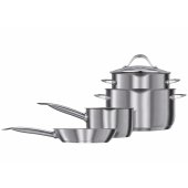 MPM 7-piece pot set with straining lids and frying pan