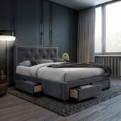 GLOSSY 160x200cm, with mattress HARMONY DUO, grey