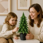 Artificial Decorative Christmas Tree in a Pot, Silver Finish, 32 x 12