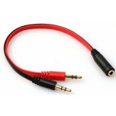 Jack 3.5mm - Jack 3.5mm x2 2cm Black/ Red (ASM-2)