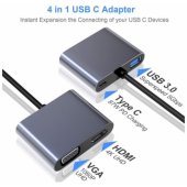 HD5 4in1 Converter USB-C to Hdmi/ VGA/ USB / USB-C PD 100W