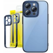 "Glitter Transparent Case + Tempered Glass iPhone 14 Pro Max" Blue