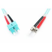 ST/ SC Fiber Optic Multimode Patch Cord OM3 2 m Turquoise
